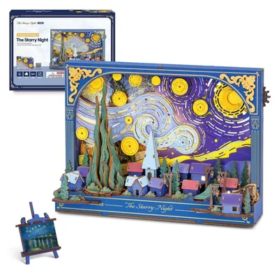 Productafbeelding van 3D-puzzel, houten sterrenhemel, bloemenmodelbouw, bouwpakket, wanddecoratie, doe-het-zelf knutselset