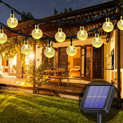 Solar-Lichterkette, 50 LEDs, 8 Modi, IP65, 7 m, warmweiß