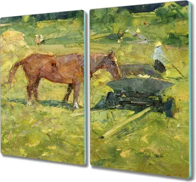Produktbild von Coloray Küchenbrett Kochplattenabdeckung Hackbrett Schneidebrett Herdabdeckplatte 2x30x52 cm - Pferd Feld