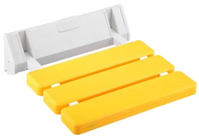 Obrázek produktu pro Omgoods - Skládací sedátko do sprchy - montáž na zeď, maximální nosnost 130 kg, žluté