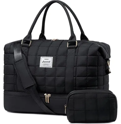 Produktbild von Reisetasche Damen Groß Weekender Handgepäck Kliniktasche mit Schuhfach & Nassfach Schwarz L