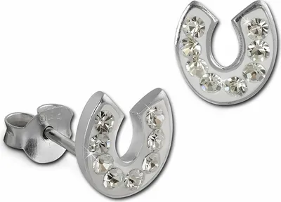 Produktbild von SilberDream weiß Ohrringe Hufeisen Zirkonia Damen 925 Silber Ohrstecker GSO603W