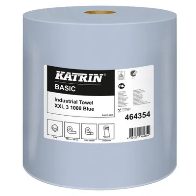 Zdjęcie produktu dla KATRIN® 464354 Ściereczka do wycierania Basic Industrial XXL3 niebieska, 3-warstwowa, 360 m