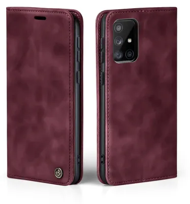 Produktbild von Handy Hülle für Samsung Galaxy A71 Klapphülle Bookcase Flip Cover Handy Tasche Etui Farbe: Weinrot