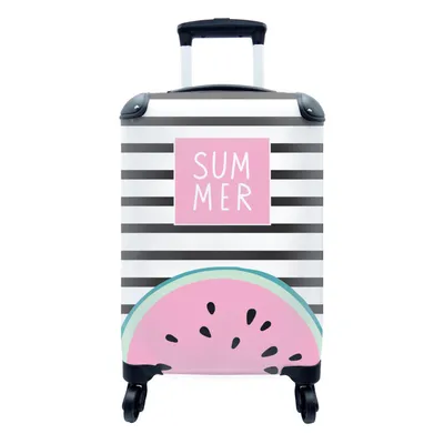 Produktbild von MuchoWow® Koffer Handgepäck Trolley Rollkoffer Kleine Reisekoffer mit 4 Rollen - Wassermelone - Obst - Rosa - Cabin Size < 55x40x23 cm & 55x40x20 cm - Fotokoffer - Kabinenkoffer - Boardgepäck - Reise-Box - Reisekoffer - Reisegepäck - Koffer mit Bild - Trolley für Kinder