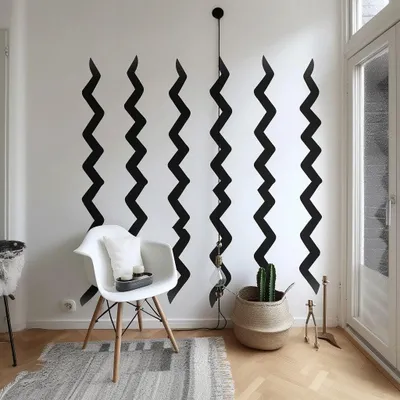 moderne schwarze Zickzack-Linien – Decords Wandtattoo, Produktansicht 1