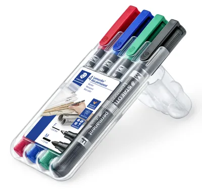 Produktbild von STAEDTLER Lumocolor 348 duo Permanent-Marker mit zwei Rundspitzen Box mit 4 Farben