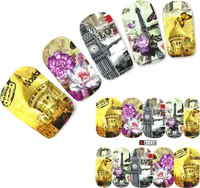 Produktbild von Tattoo Nail Art Eiffelturm Paris London Big Ben Aufkleber Nagel Sticker