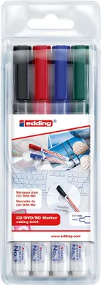 Produktbild von Edding 8400, Schwarz, Blau, Grün, Rot, Rundspitze, Mehrfarbig, 0,5 mm, 1 mm, Tinte auf Wasserbasis