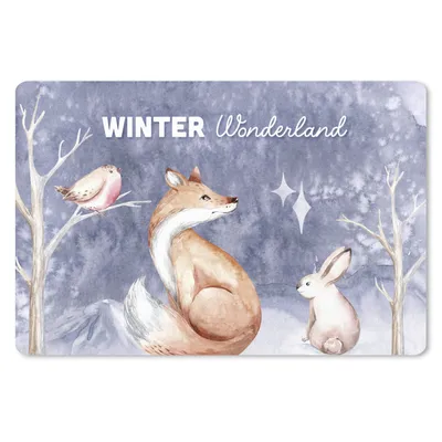 Produktbild von MuchoWow® Schreibtischunterlage Winter - Fuchs - Vogel - Kaninchen 60x40 cm - XXL Mauspad - Großes Mauspad