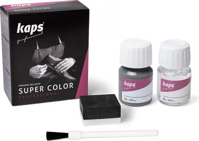 Produktbild von Kaps super colour Leder- & Kunstlederfarbe inkl. Reiniger - (114) Hellgrau - 25ml