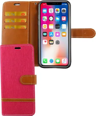 Zdjęcie produktu dla Etui na telefon komórkowy Apple iPhone XS Etui ochronne Pokrowiec Uchwyt na kartę Portfel Różowy
