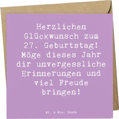 Produktbild von Mr. & Mrs. Panda Grußkarte Spruch 27. Geburtstag - Lavendeltraum - Geschenk, besondere Geschenke, handgefertigte, Geburtstagsgeschenk, doppelkarte, Klappkarte, faltkarte