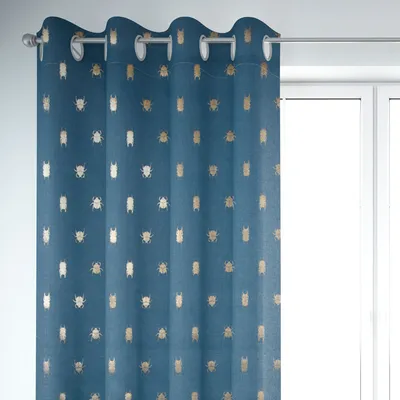 Produktbild von SCHÖNER LEBEN. Vorhang Käfer blau gold metallic 245cm Aufhängung Ösen