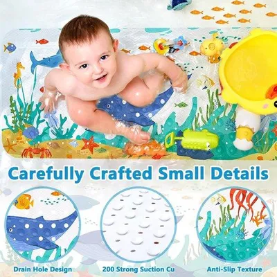 Image de Tapis de bain pour enfants 100 x 40 cm - Sans BPA - Motif cascade - 200 robinets - Lavable en machine