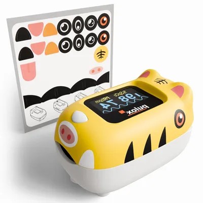 Productafbeelding van Kinderpulsoximeter voor Zuurstofsaturatie en Hartslag - Geel met Stickers