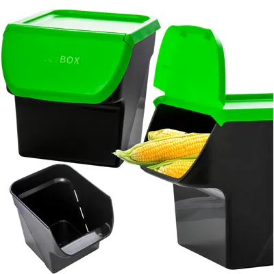 Obrázek produktu pro Koš Na Tříděny Odpad Kuchyňský Organizér Nádoba Na Zeleninu Ovocie Vegbox Eco - Černý/Zelená