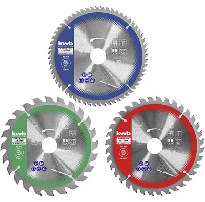 Productafbeelding van Cirkelzaagblad zaagblad - 165 x 20/16 mm - 3-delige set - Hardmetaal - Verloopringen tot 16 mm