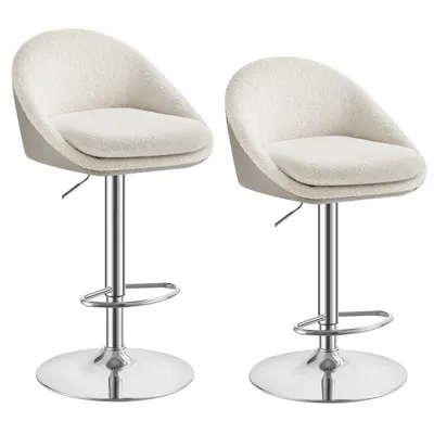 Obrázek produktu pro Barová židle VASAGLE, sada 2 kusů, barová židle, výškově nastavitelná, otočná o 360°, kuchyňská židle, s opěradlem, podstavcem, opěrkou nohou, ocelová