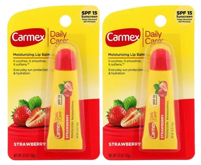 Produktbild von CARMEX Lippenbalsam - 2er Pack - Lichtschutzfaktor 15 - In der Tube - Wasserfest - Erdbeergeschmack