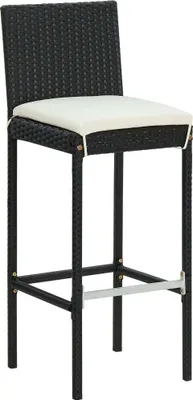 Image de vidaXL Tabouret de bar de jardin avec coussin 2 pcs. noir Poly rotin