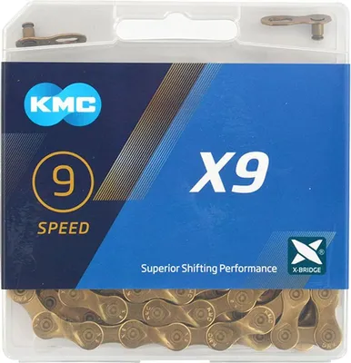 Obrázok produktu pre KMC Schaltungskette X9 Ti-N Gold 1/2" x 11/128", 114 Glieder, 6,6 mm, 9-f.