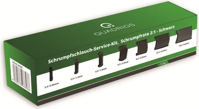 Produktbild von QUADRIOS, 2004CA098, Schrumpfschlauch-Service Kit, 2:1, Schwarz, 7 teilig
