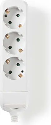 Produktbild von Nedis Steckdosenleiste - Schutzkontakt / Typ F (CEE 7/7) - 3-Wege - 3680 W - 16 A - Art der Erdung: Seitenkontakte - 230 V AC 50/60 Hz - Buchsenwinkel: 45 ° - Kein Kabel im Lieferumfang enthalten - Weiss