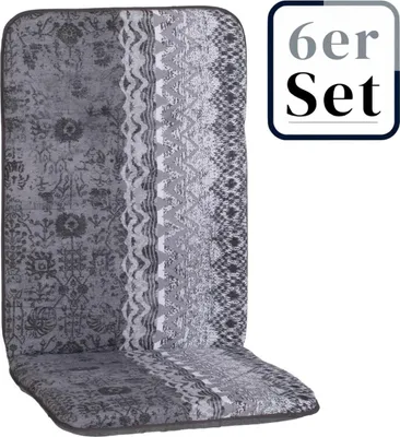 Produktbild von 6er Set Hochlehner Auflage Elbasan, Motiv - gestreift, grau, 114x47x5cm