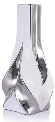 Obrázek produktu pro Keramická váza – výška 27 cm – bílá/stříbrná