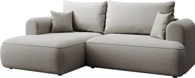 Produktbild von Selsey Ovo Mini - Eckschlafsofa linksseitig mit Stauraum, Easy-Clean-Samtbezug, grau