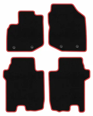 Produktbild von Velours-Fußmatten für Honda Jazz III 2008-2011 (Schrägheck) – 4-tlg, Schwarz/Rot, passgenau – Wielganizator CARLUX