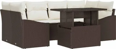 Productafbeelding van vidaXL Tuinset, 7-delig, bruin, polyrotan
