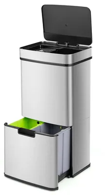 Produktbild von FANTASK 72L Mülleimer Küche, 4 Fächer Edelstahl Bin mit Sensor, Automatisch Abfa