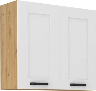 Immagine prodotto di Armadietto superiore da cucina LAILI - larghezza 80 cm, bianco / rovere artisan