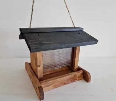 Produktbild von Vogelhaus Emma mi Plexiglasscheibe aus Holz zum Hängen