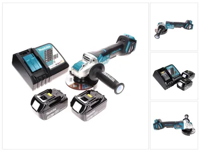 Produktbild von Makita DGA 519 RF Akku Winkelschleifer 18 V 125 mm Brushless X-Lock + 2x Akku 3,0 Ah + Ladegerät
