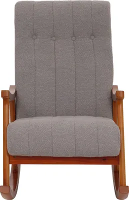 Obrázek produktu pro Houpací křeslo HWC-K10, polohovatelné, dřevo látka/textil bouclé (450g/m²) šedá, rám ve vzhledu ořechu