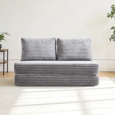 Produktbild von MODFU Schlafsofa kompakt Zweisitzer Multifunktionales Polstersofa mit Abnehmbaren Rückenlehnen Loungesofa Wohnzimmersofa Geeignet für kleine Wohnungen Hellgrau