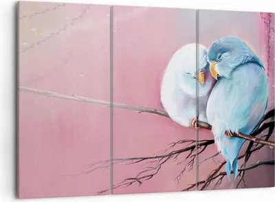 Produktbild von Bild auf Leinwand - Leinwandbild - 3 Teile - Vögel Blau Zweig - 105x70cm - Wand Bild - Wanddeko - Wandbilder - Leinwanddruck - Bilder - Wanddekoration - Leinwand bilder - Wandbild - CE105x70-5026