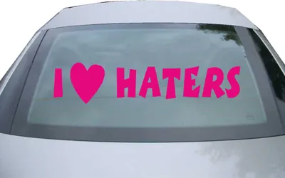 Produktbild von Indigos UG - Aufkleber Heckscheibe & Motorklappe DE2273 - pink - 600x133 mm - I love Haters - Auto Scheiben Fenster Heckklappe Tuning Racing JDM - Die cut