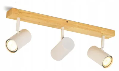 Image de ZMH Plafonnier Blanc Spot de plafond 3 flammes en bois Plafonnier GU10 Spots de plafond orientables 350° Spotslight pour salon chambre à coucher cuisine corridor salle à manger