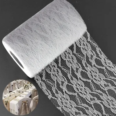 Productafbeelding van Lopers, kant, 15 cm x 22 meter, wit, polyester