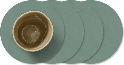 Productafbeelding van LIND DNA Onderzetters Nupo - Leer - Pastel Green - ø 10 cm - 4 Stuks