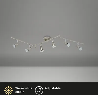 Immagine prodotto di Faretto LED per soffitto orientabile e inclinabile 6xGU10 18W nichel opaco Briloner
