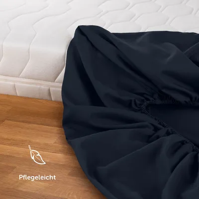 Produktbild von Blumtal Spannbettlaken 140x190 cm – Atmungsaktiver Mikrofaser Bettbezug in Dark Ocean Blue – 140x190 cm Spannbetttuch für maximalen Komfort