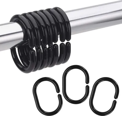 Produktbild von Duschringe für Duschvorhangstangen,Stabilem Duschvorhang Ringe,Duschvorhang Haken  Ringe,(Black)