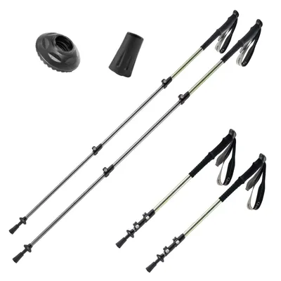 Image de Qunature Bâtons de randonnée 2 pièces, Télescopique réglable en aluminium 62-135cm Bâtons de trekking 2 embouts - Vert