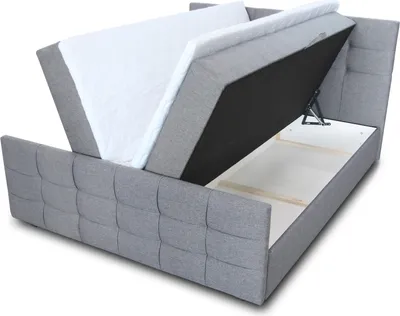 Produktbild von Boxspringbett Best Lux mit Fußteil, 2 Bettkästen, Bonell-Matratze und Topper (Grau (Inari 91), 180 x 200 cm)