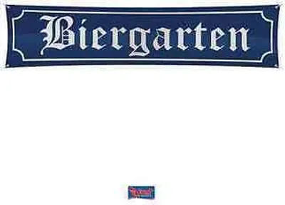 Produktbild von Banner Biergarten Straßenschild-Design blau/weiß 1,8m x 40cm mit Ösen für Mottoparty